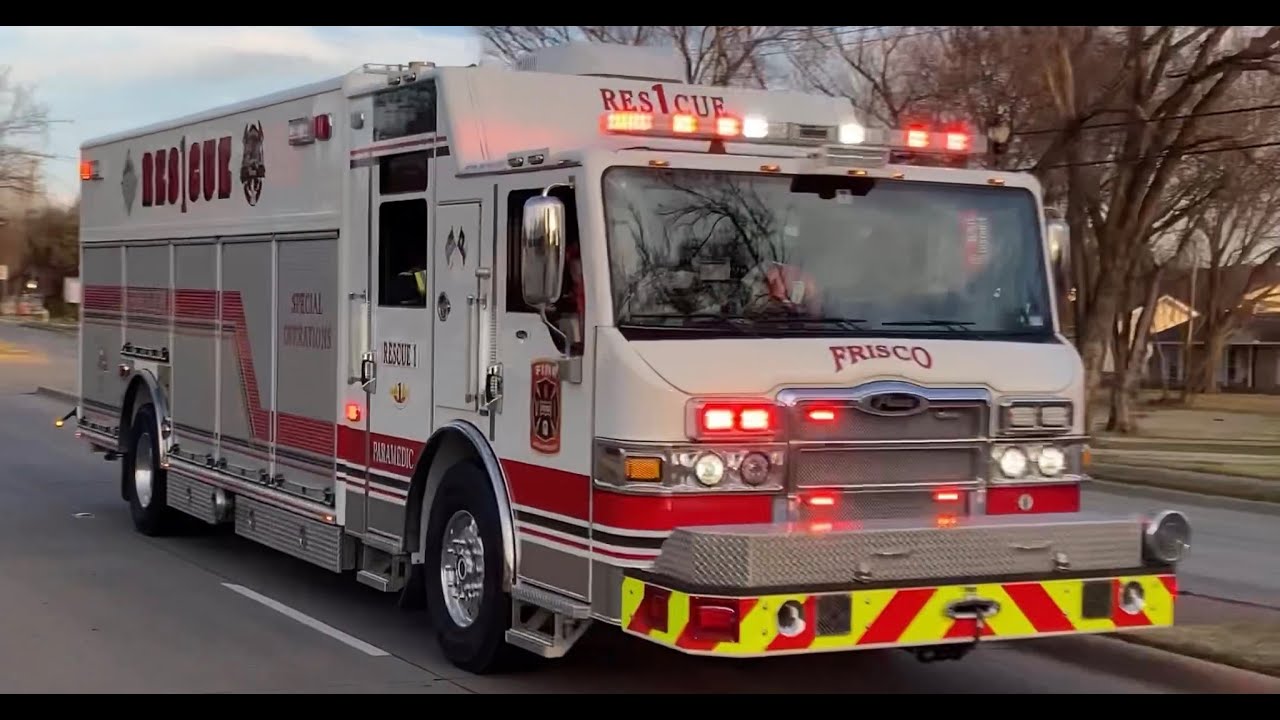Frisco Fire Department Engine 1, Rescue 1 and Medic 1 Responding