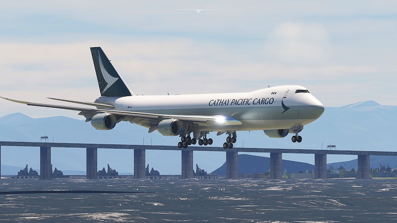 Terrifying! Extreme crosswinds landing B747 CATHAY PASIFIC CARGO at Santos dumont Airport