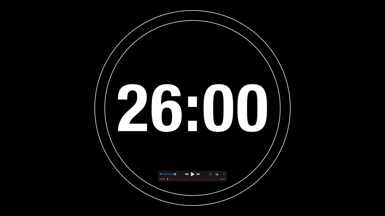 26 Minute Timer - 1560 Second Timer Countdown with progress ring (4K)