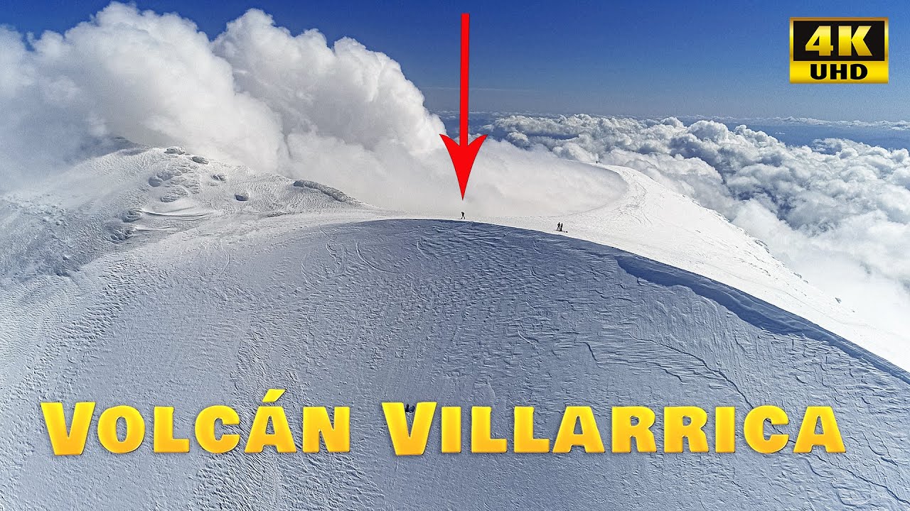 Sobre Volando Cráter del Volcán Villarrica Turismo Araucanía Sur De Chile Vista Aérea Dron Temuco
