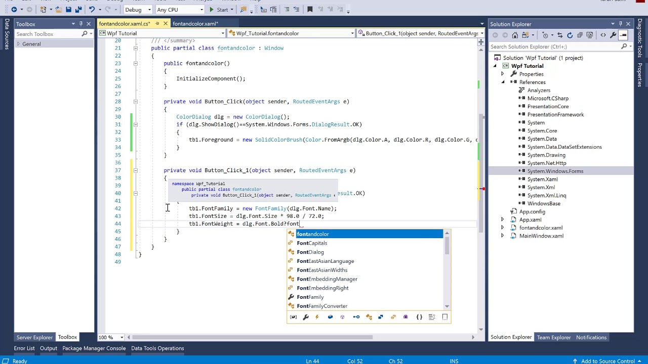 Font Dialog Box in WPF