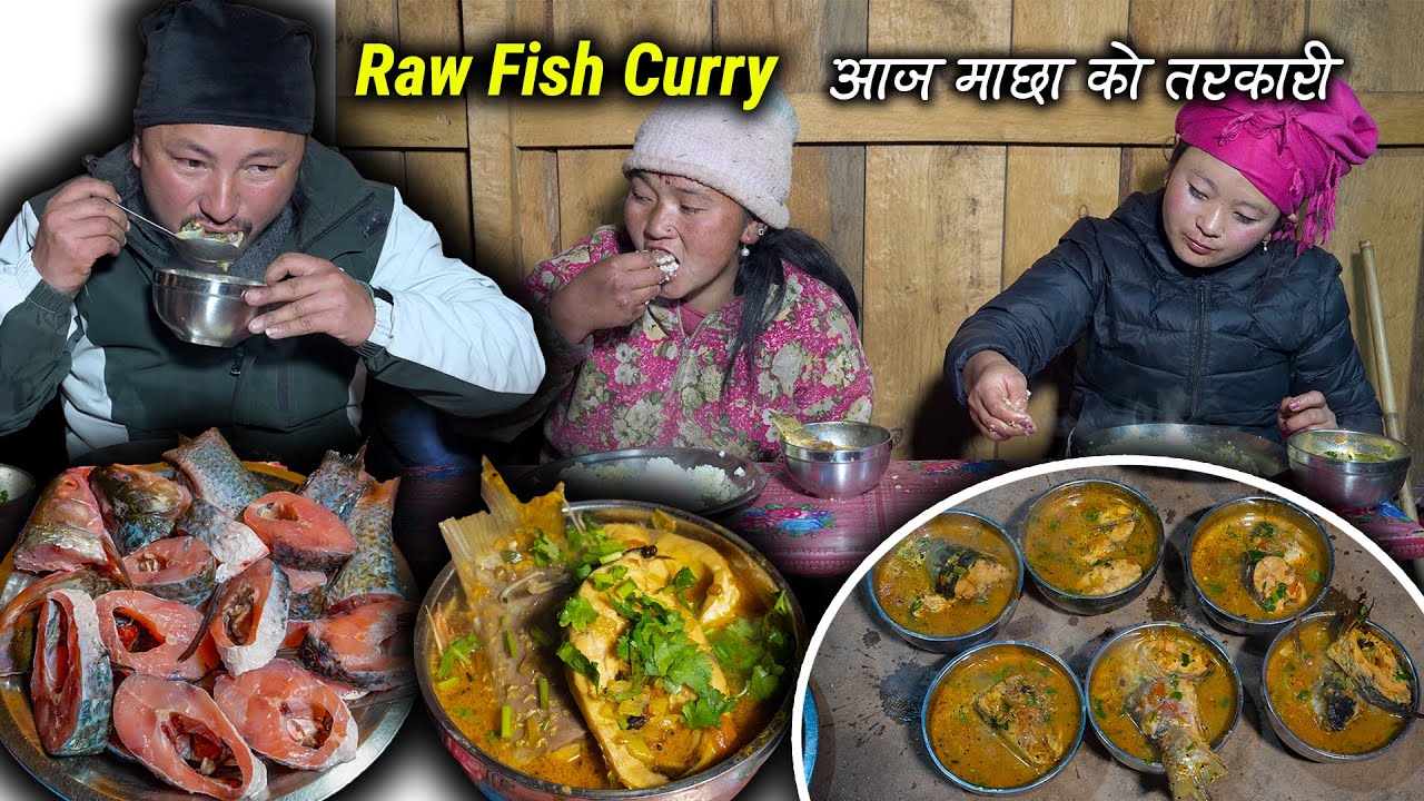 MASALA FISH CURRY Village Style ||  WAW FISH CURRY RECIPE WITH RICE || New Nepali Village Food vlog