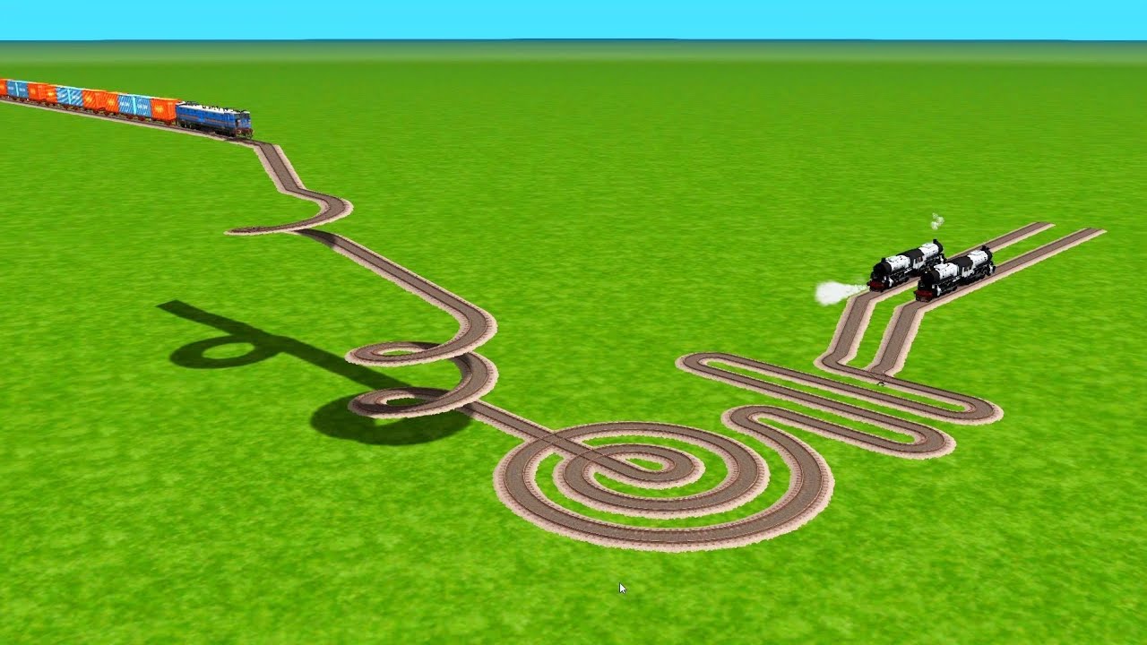 TRAIN CROSSING VS IMPOSSIBLE ROUND SPRING RAILROAD TRACKS ZIG ZAG TRACKS | Train Simulator classic