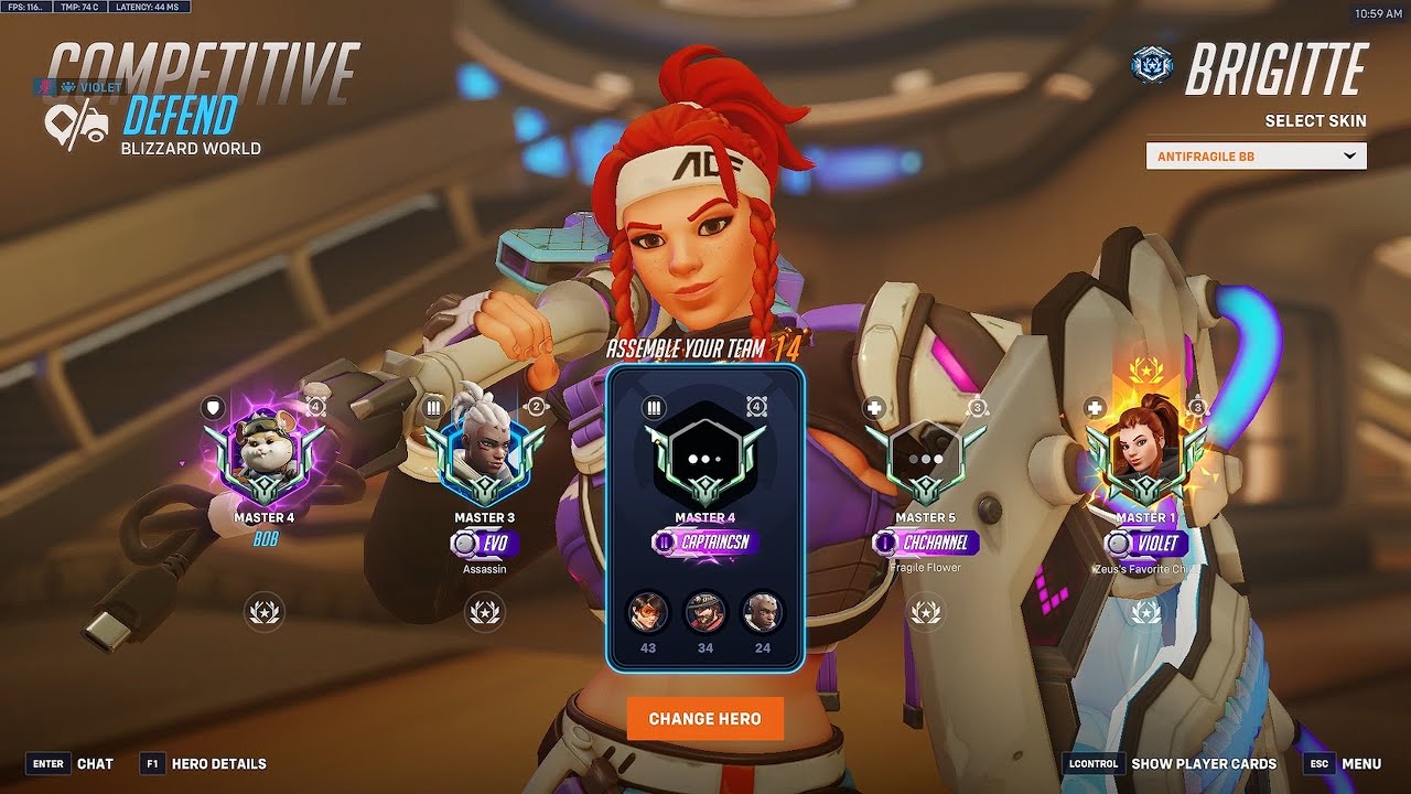 200 IQ Бригитты! Геймплей за Фиолетовую Бригитту в Overwatch 2, 19-й сезон