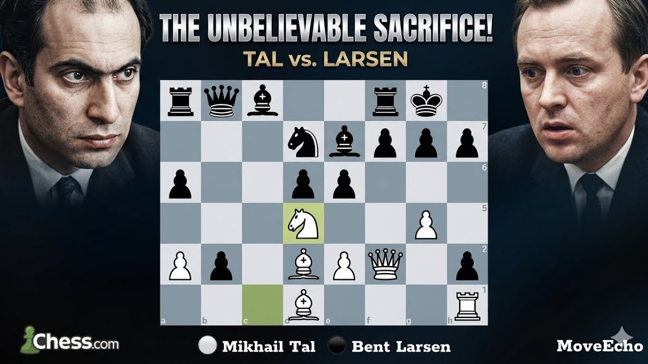 Mikhail Tal’s UNBELIEVABLE Knight Sacrifice! | vs Bent Larsen (1965) | No Commentary