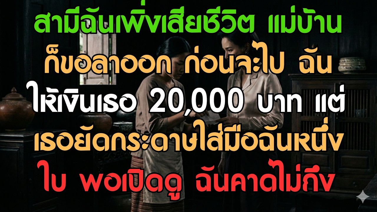 ามีของฉันเพิ่งเสียชีวิต แม่บ้านก็ขอลาออกทันทีก่อนจะไป ฉันยื่นซองเงิน 20,000 บาทให้เธอ