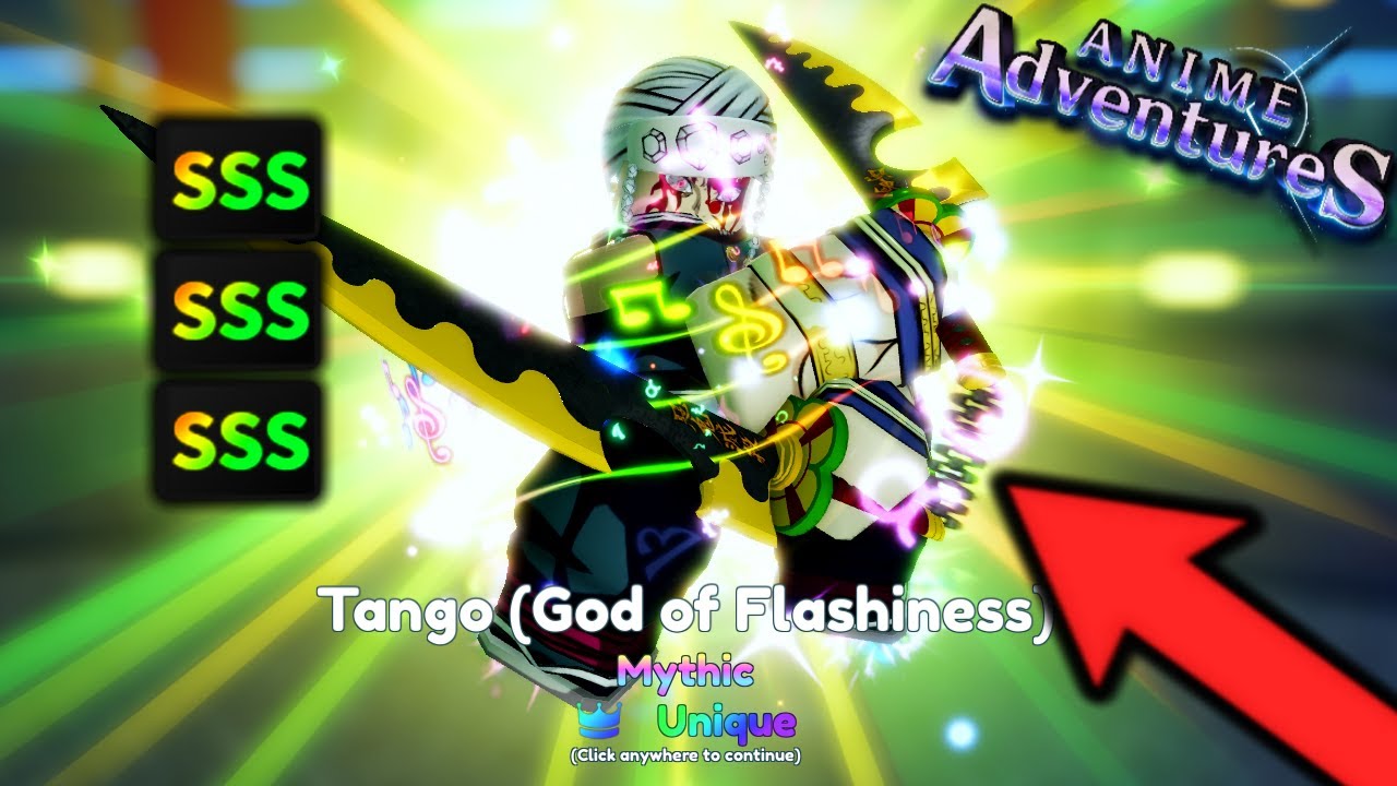 Showcasing Tango God Of Flashiness Unique All SSS In Anime Adventures Update 12.5! Roblox