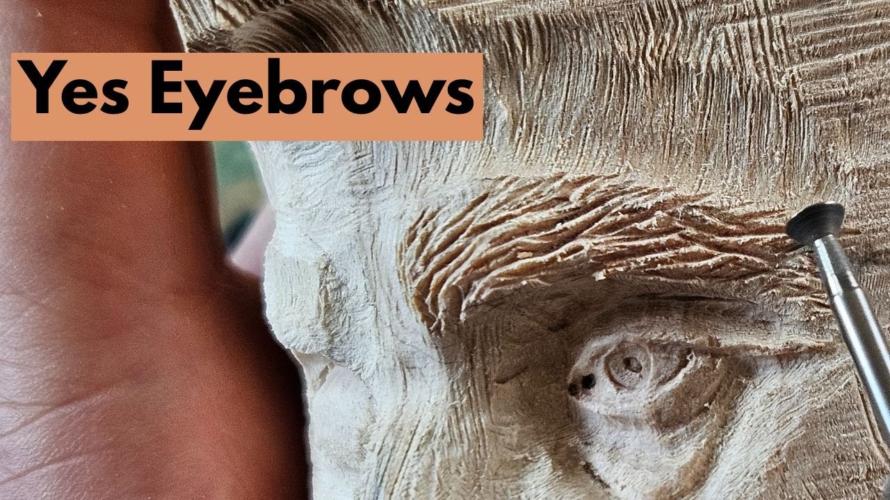 Wood Spirit Eyebrows - Real Time - Dremel Carving