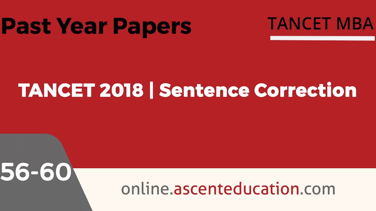 TANCET 2018 MBA Paper | MBA - Sentence Correction Question 56 - 60 | TANCET Online Course & Coaching