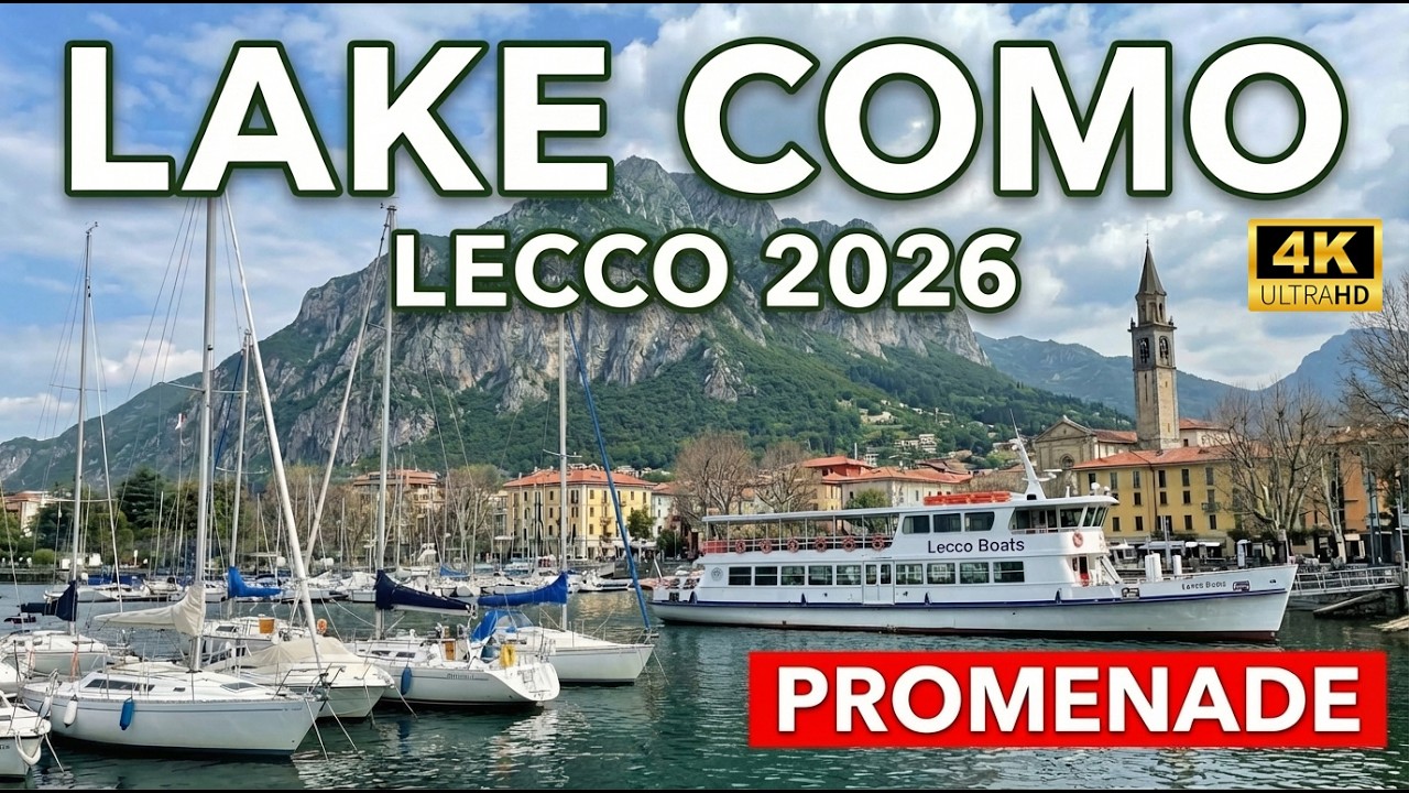Lake Como, Lecco 🇮🇹 4K60fps Walking Tour | Beautiful Promenade & Boat Views