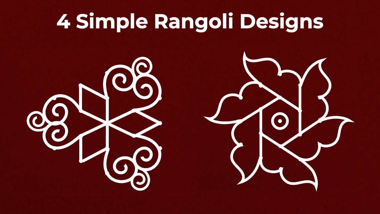 4 Simple Rangoli Designs with dots | Easy Daily Kolam