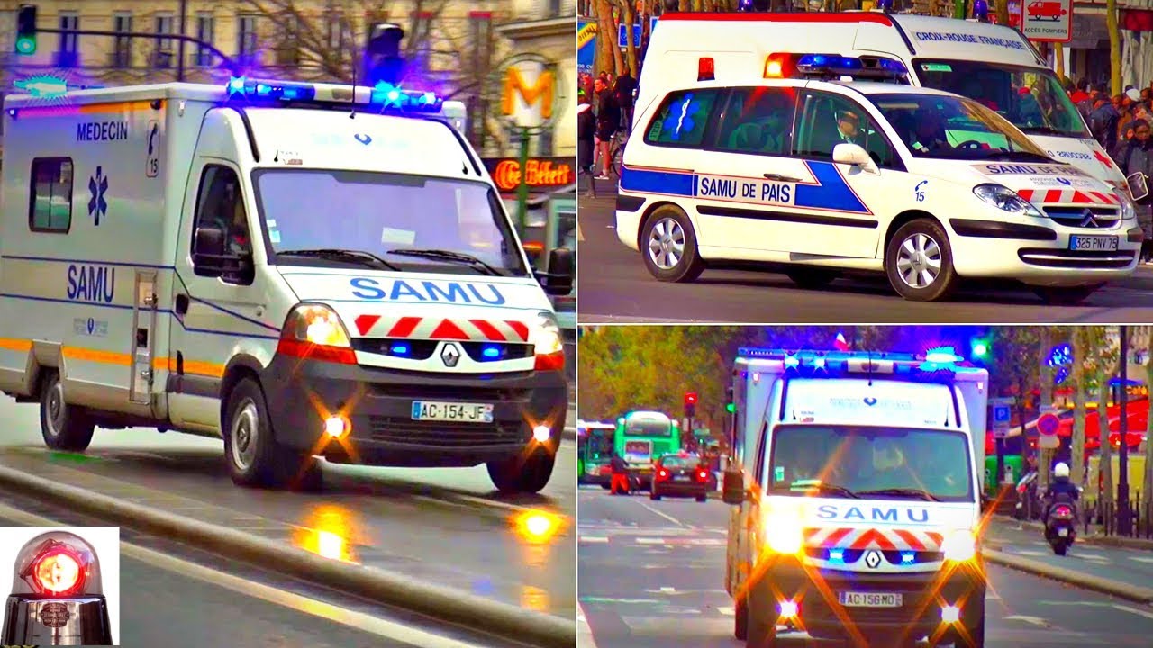 Emergency Ambulances Responding - Compilation - in Paris // SMUR/VLM de SAMU