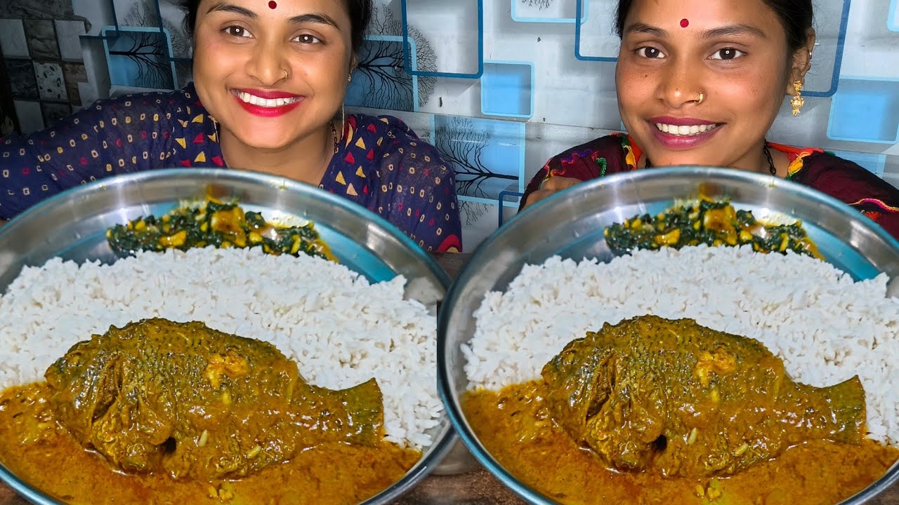 New eating🔥🔥fish masala dal fry sag Curry delicious Bengali food full size fish curry eating show