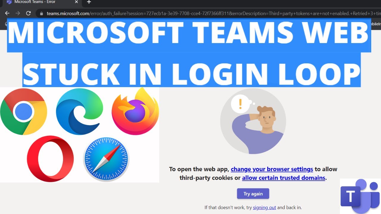 Microsoft Teams в браузере зациклился на входе | Измените настройки браузера, чтобы разрешить сто...