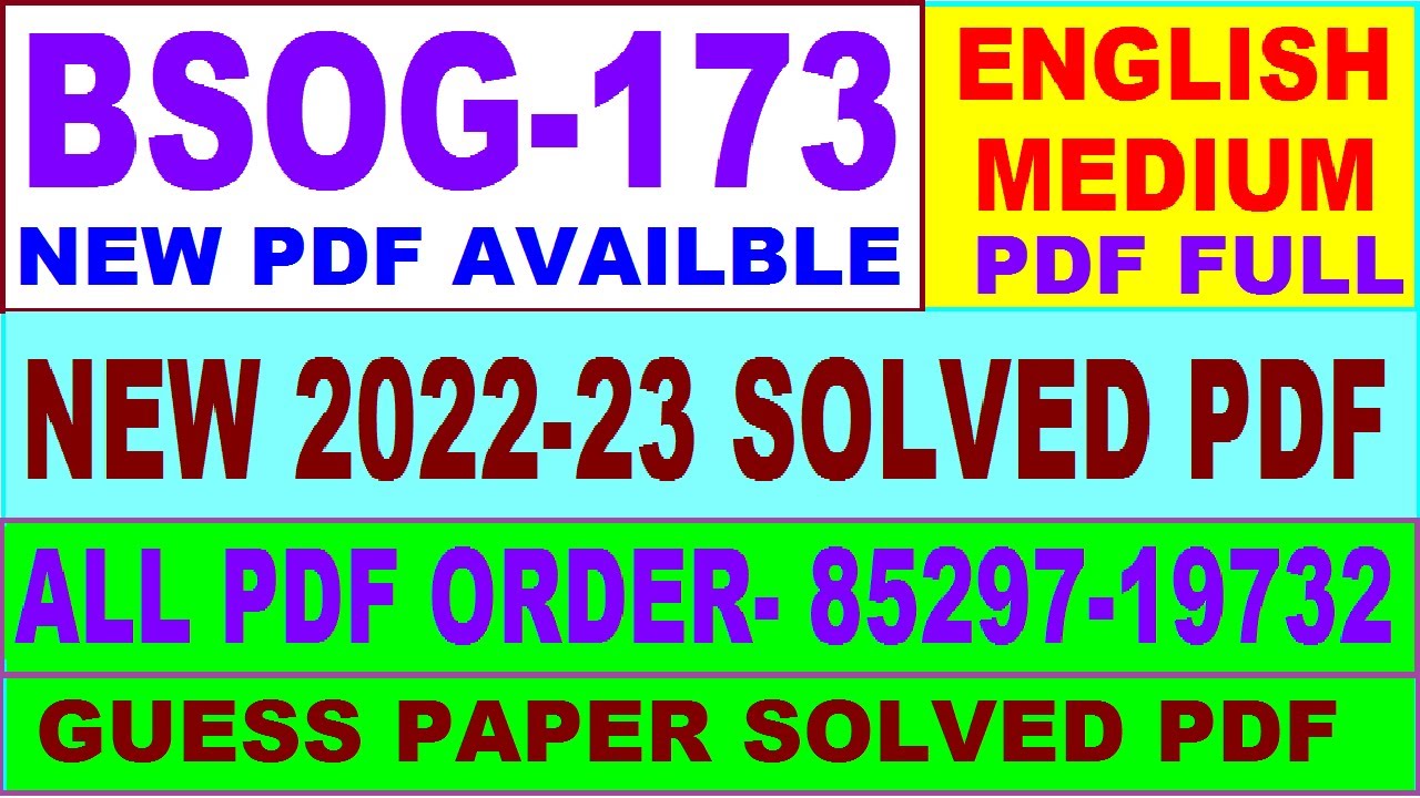 bsog 173 solved assignment 2022-23 / bsog 173 solved assignment in English / ignou bag bsog 173