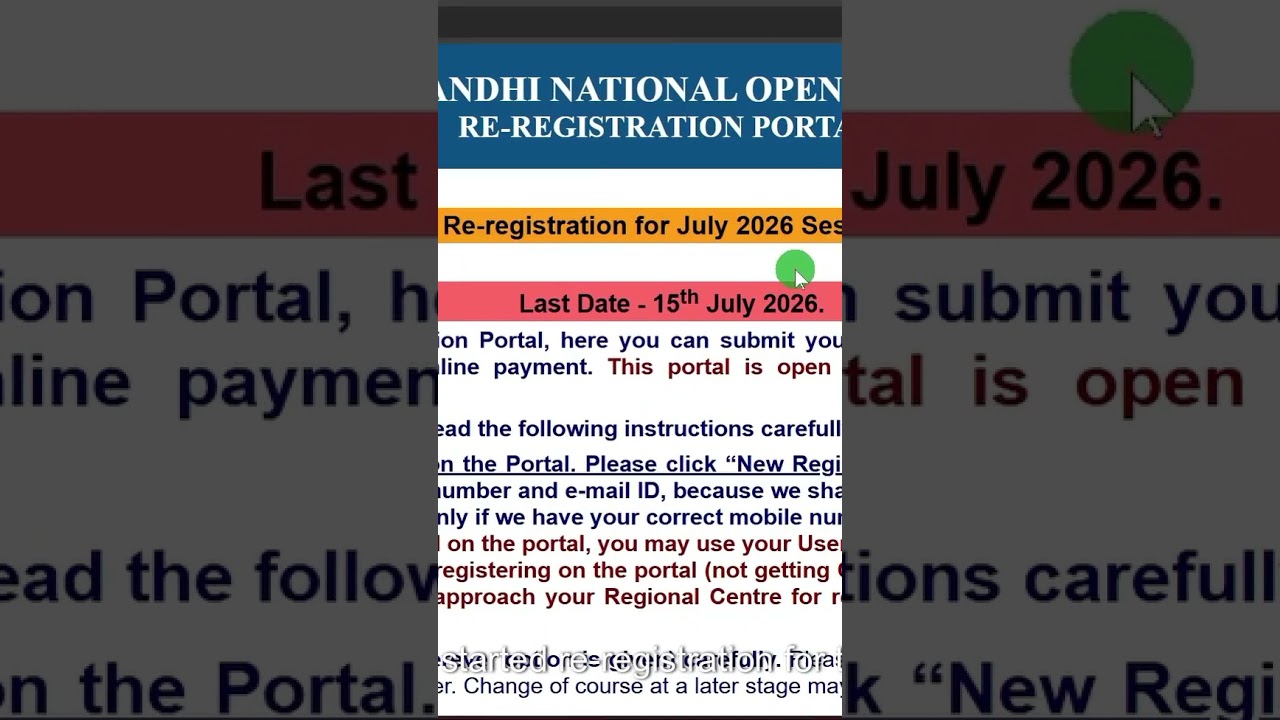 IGNOU Admission & Re-Registration Last Date Extended or Not after 15th July?