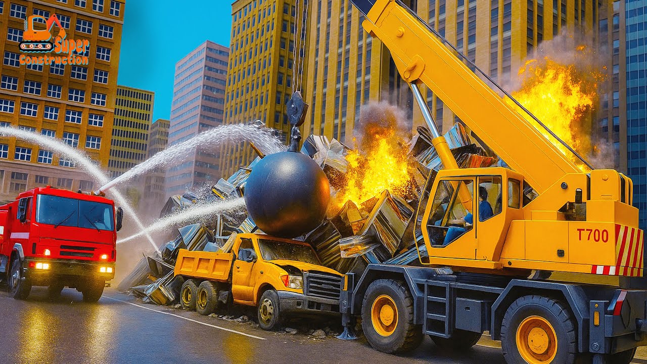 🔥 Demolition Chaos! Construction Vehicles Tear Down the Old Building | Construction Story
