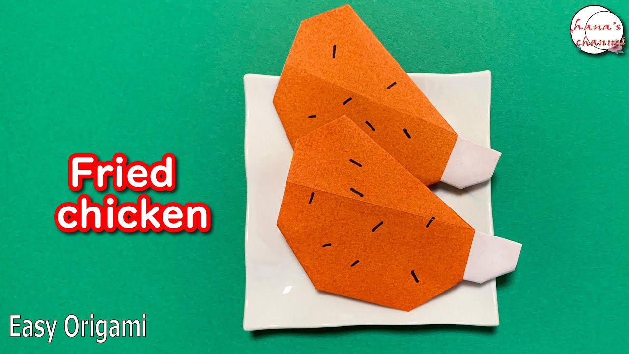 【折り紙１枚】簡単 骨付きフライドチキン🍗How to make Fried chicken#치킨#酉#チキン#クリスマス#chicken#炸雞#簡単#折り方#おりがみ#origami#摺紙#종이접기