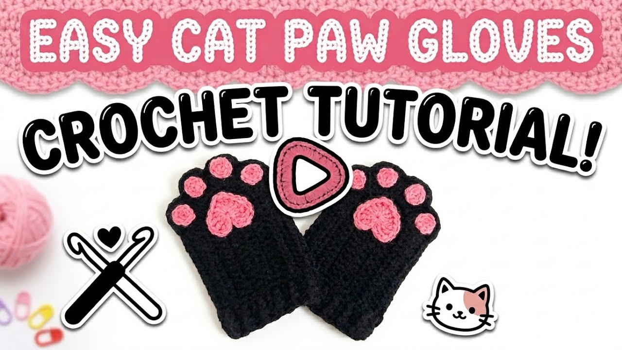 Crochet Cat Paw Gloves 🐾 | step by step Fingerless Gloves Tutorial 