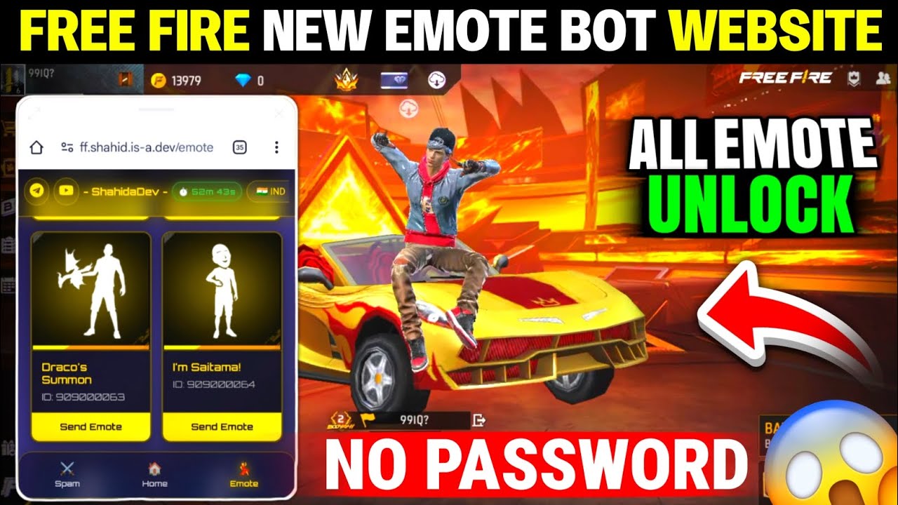 🔥 Free Fire New Emote bot website 🤯 | All Emotes Free 🎉 | emote bot website unlock kaise karen ✅