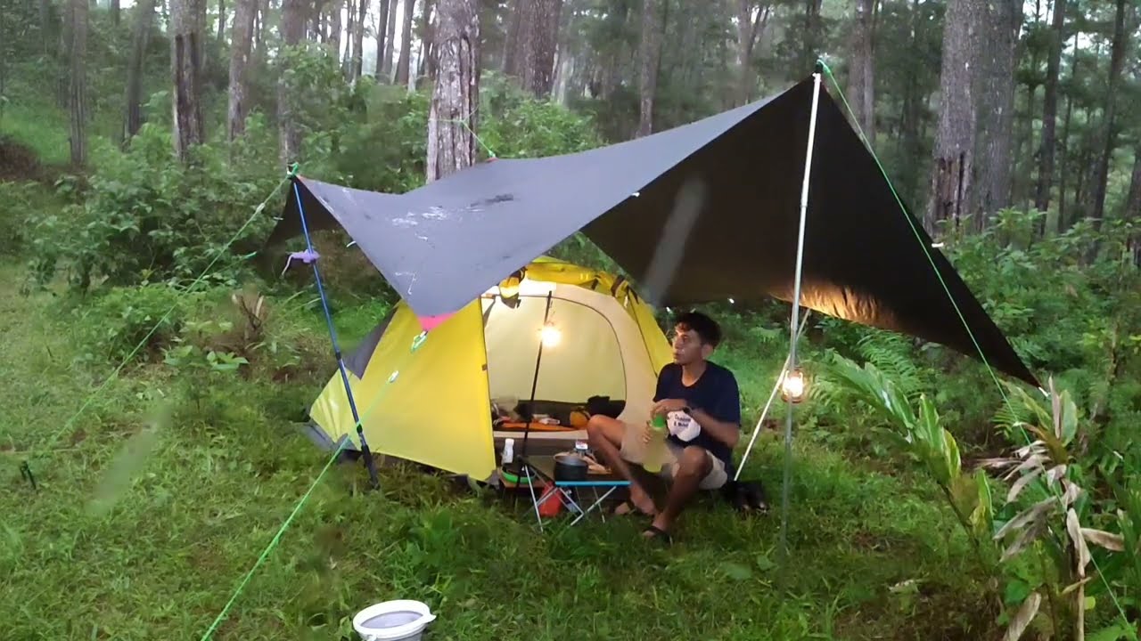 RELAXING CAMPING IN RAIN AND THUNDERSTORM ⛈️ sleeping soundly in a warm tent under the pouring rain