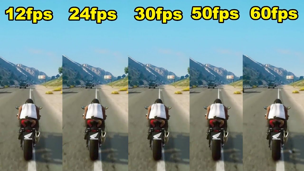 GTA 5 FPS Comparison | 12fps vs 24fps vs 30fps vs 50fps vs 60fps