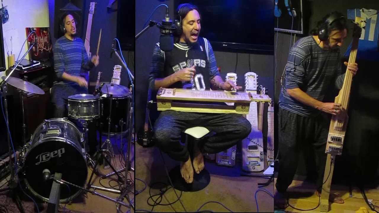 Pappo - El sur de la Ciudad - Cover - testing my DIY Lapsteel guitar & Doubblebass made from Pallets