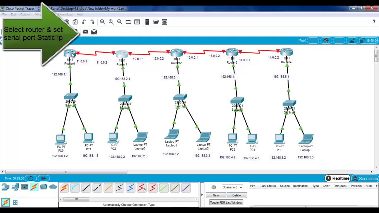 Cisco Packet Tracer Tutorial 5 router configure