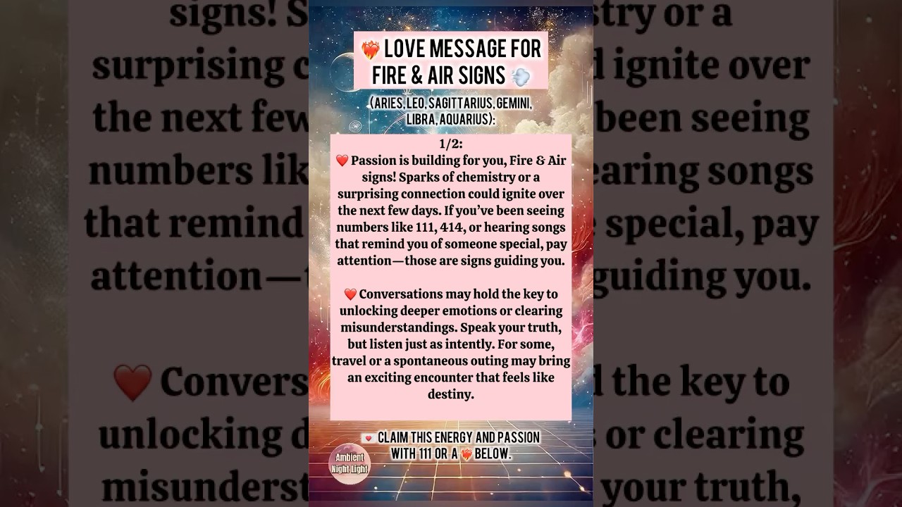 ❤️&zwj;🔥 Love Message for Fire & Air Signs (Aries, Leo, Sagittarius, Gemini, Libra, Aquarius) 🌬️