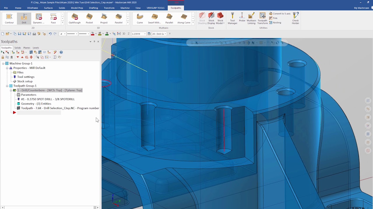 Drill Point Selection - Mastercam 2020