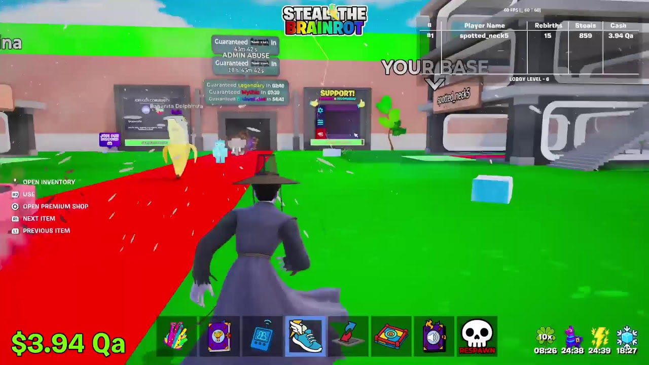 Playing fortnite Steal the brainrot admin abuse