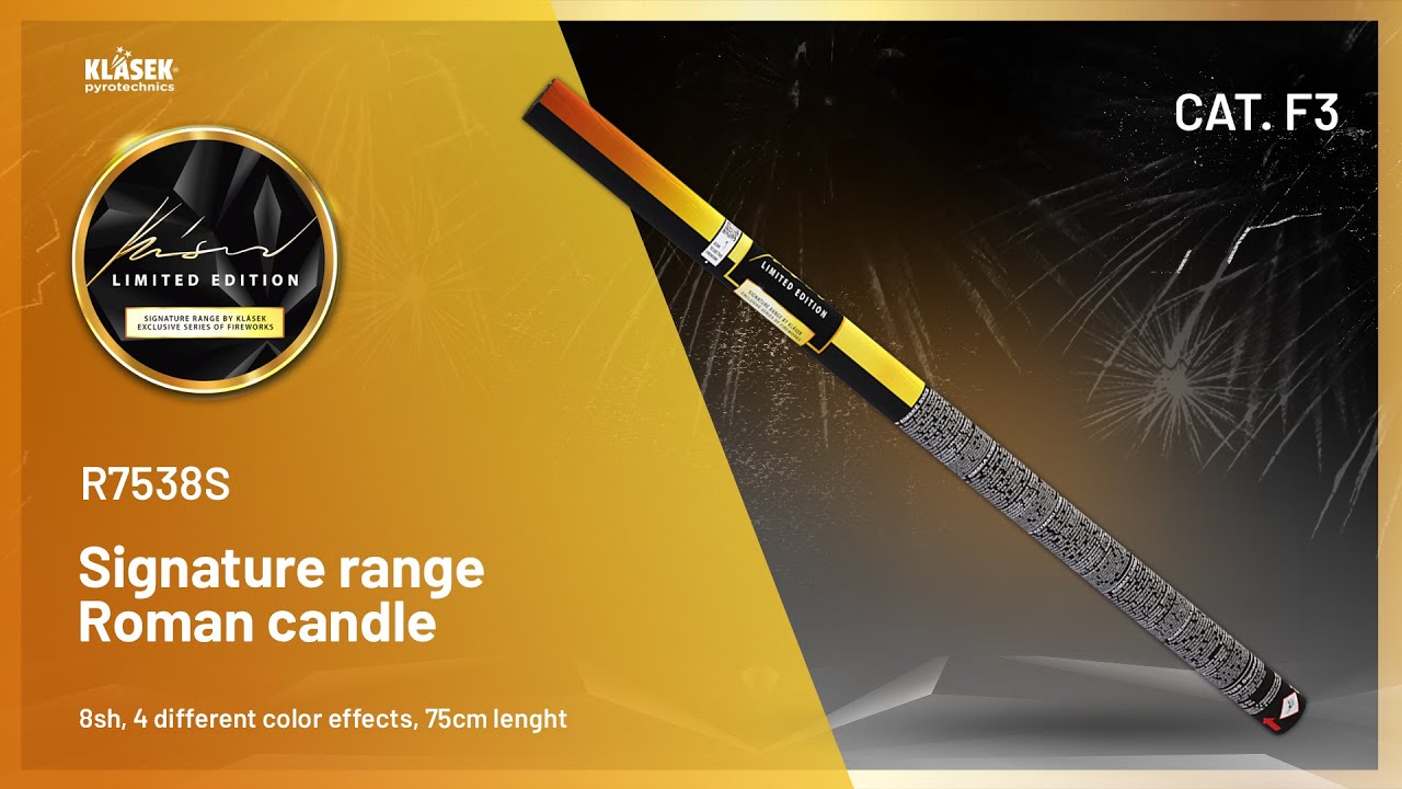 R7538S Signature range Roman candle | Klasek pyrotechnics