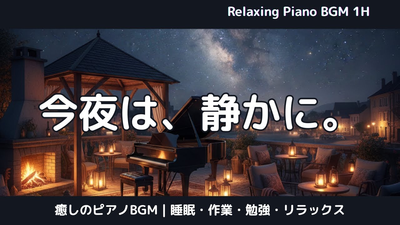 今夜は、静かに。｜癒しピアノBGM・睡眠・リラックス｜Quiet Night Piano for Sleep & Relaxation【1 Hour】