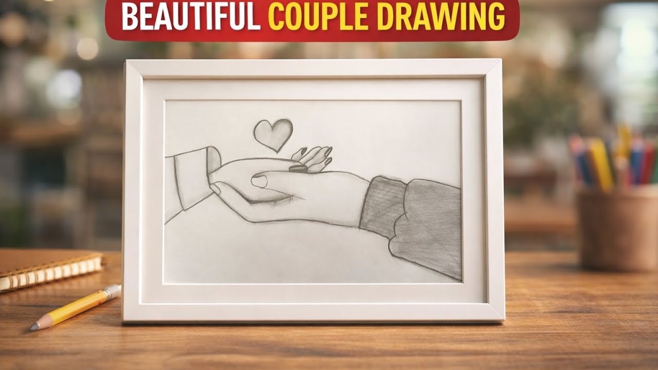 Beautiful Couple Hand Drawing Step by Step | Easy Romantic Pencil Sketch for Beginners #viral 