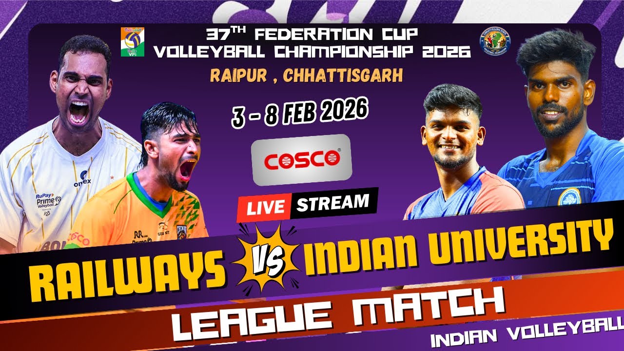 Indian Railways Vs Indian University | HD Live | 37th Federation Cup Volleyball Championship 2026