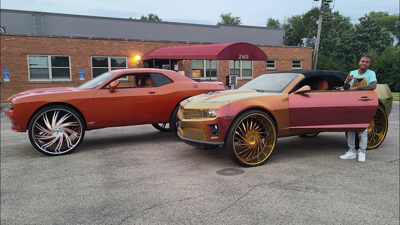 GOT TWO OF MY CARS BACK FROM CJ SO COOL CHALLENGER 34S CAMARO 32S