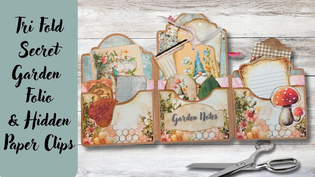 Как сделать тройной сгиб в стиле «Тайный сад» | Урок по изготовлению журнала Shabby Chic Junk Jou...