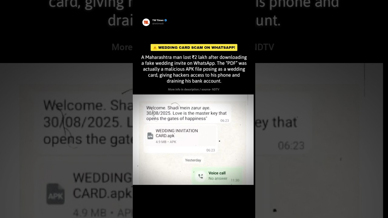 ⚠️ Wedding Card Scam on WhatsApp: Maharashtra Man Loses ₹2 Lakh to Fake Invite