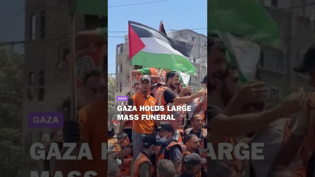 Gaza holds large mass funeral for over 100 members of two extended families