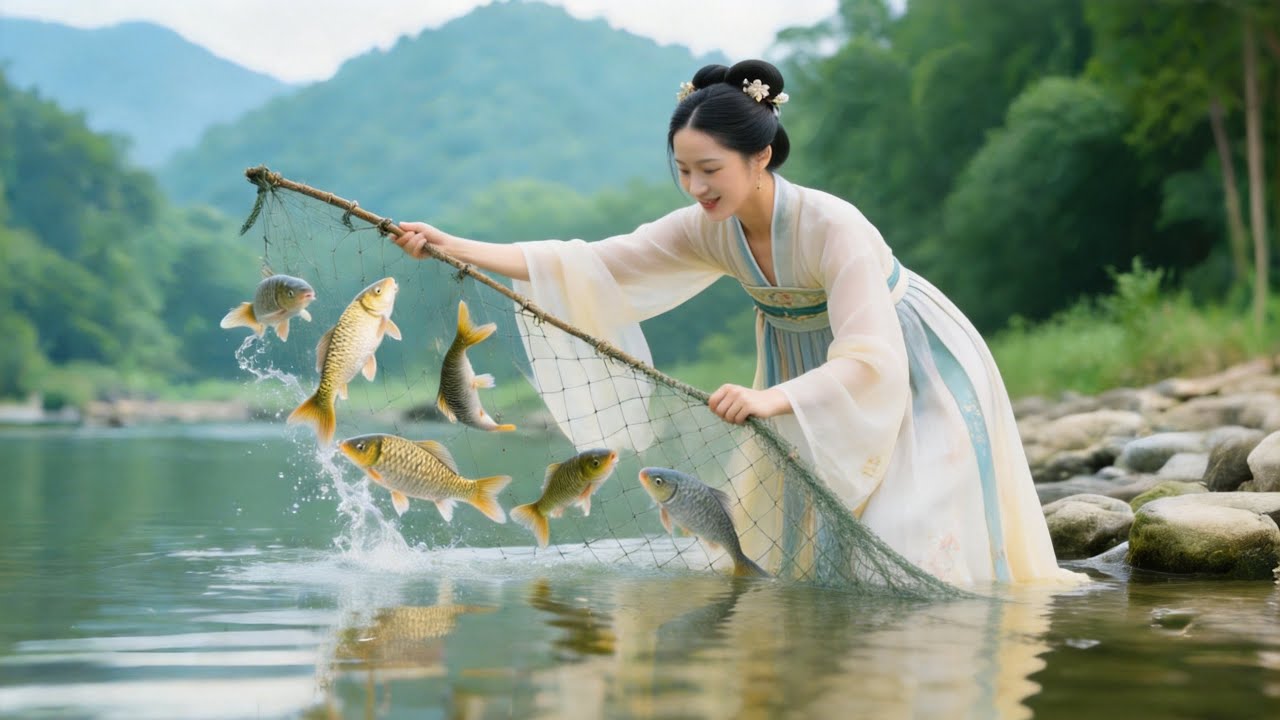 Single mother miskin menangkap ikan besar dan emas dengan jaring rusak! Nasibnya langsung berubah!