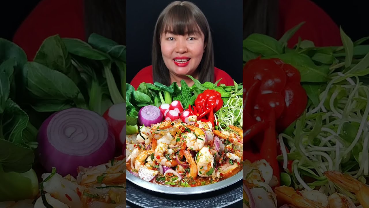 ยำทะเลสองสหาย หมึกกุ้ง กินกับผักกรอบๆแซ่บสุดๆ @ตั้งใจกิน
