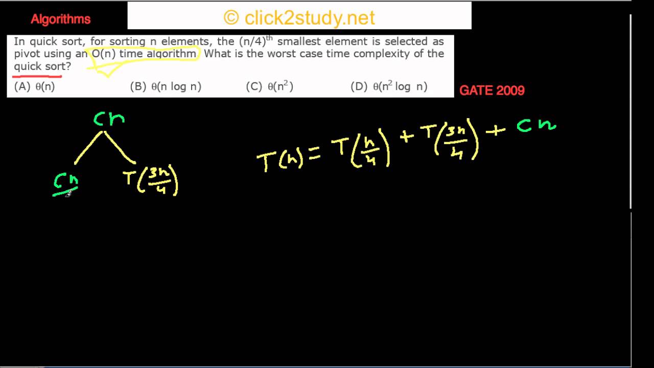 Algorithms Example 1.005 GATE CS 2009 (quick sort)