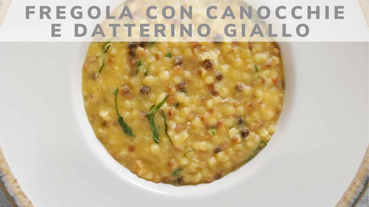 Fregola con cannocchie e datteri giallo | Saporie | Chef Stefano De Gregorio