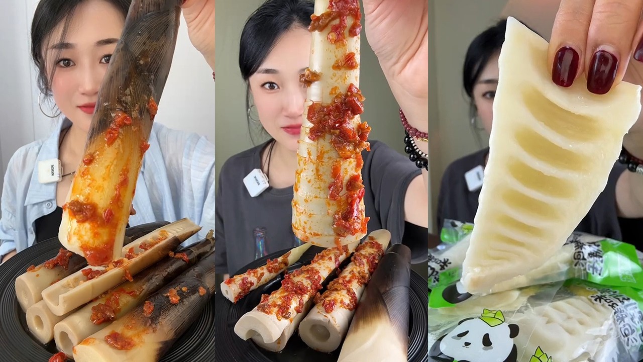 【Yummy】Spicy Sauce Hand-Peeled Bamboo Shoots🍋🌶#mukbang#asmr
