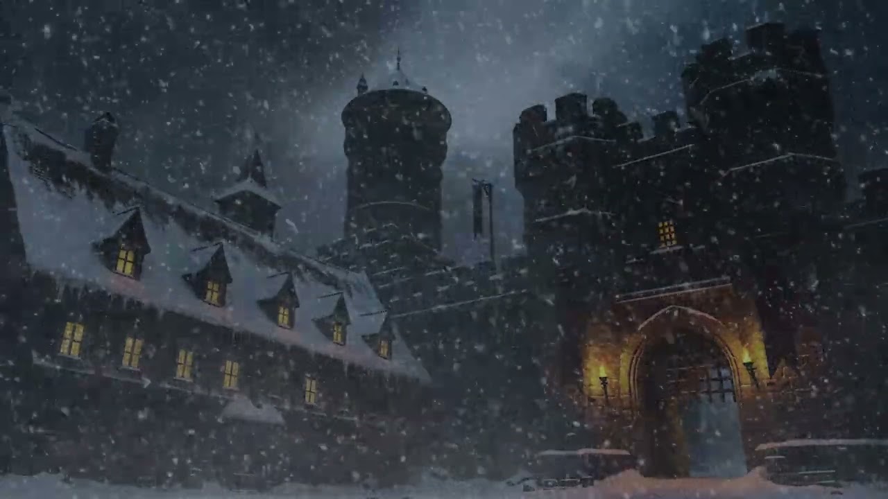 Fall Fast Asleep To 10 Hours Of Howling Blizzard Winds: Dark Isolated Cold Winter Castle Ambience