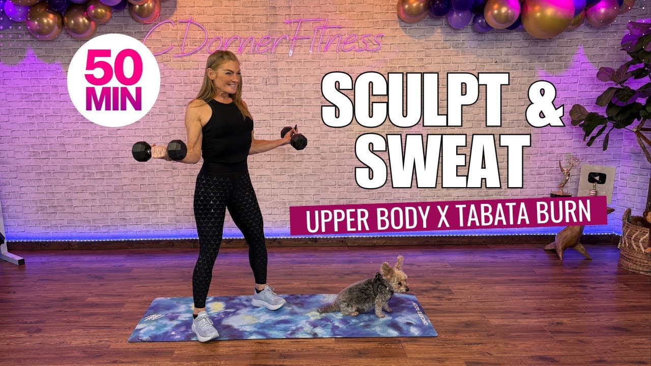 50 Minute Dumbbell Workout 🔥 - Upper Body Strength and Cardio Tabata Burn