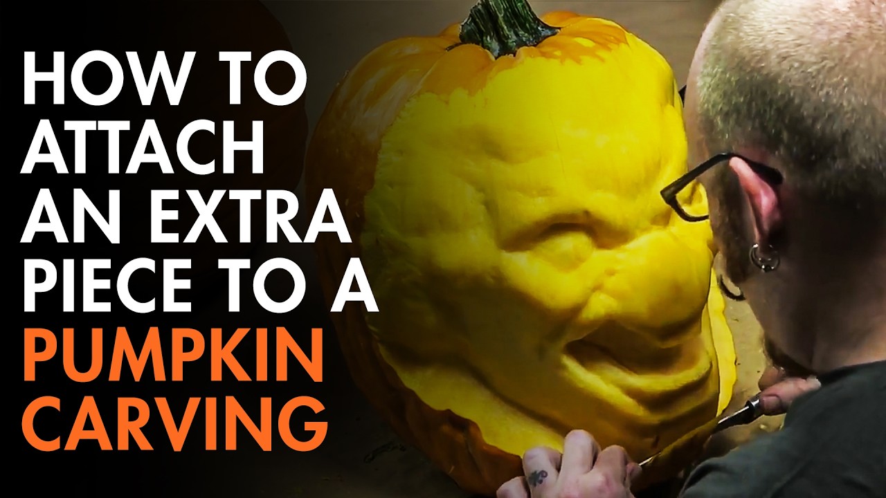 How to Attach an Extra Piece to a Pumpkin Carving | Pumpkin Carving Tutorial w/ Andy Bergholtz