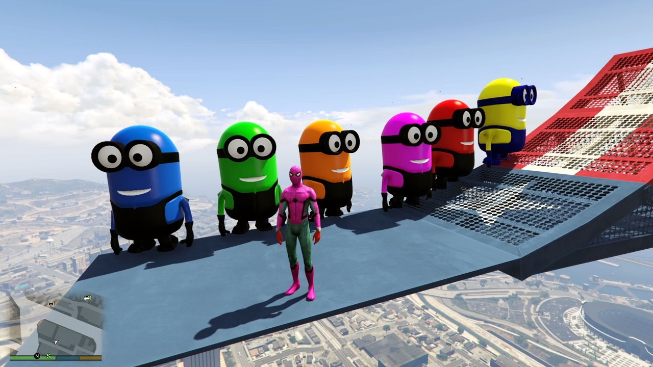 GTA 5 Epic Ragdolls RED MINION VS SPIDERMAN  VS GREEN MINIONEuphoria Physics & Funny Fails ep 27