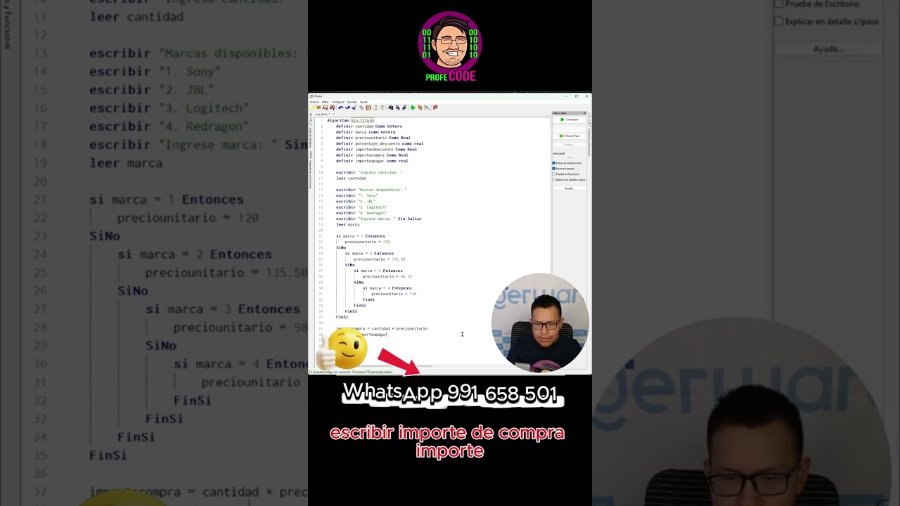 Aprende Programación con el Profe Code - Resolución de Problema en PSeInt - Profe Code