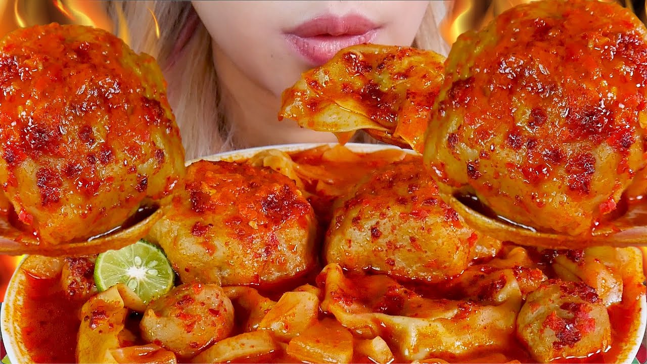 ASMR 😍💥PANGSIT BAKSO KUAH SAMYANG PEDAS❗️SPICY DUMPLING & MEATBALL IN SPICY SAMYANG SOUP